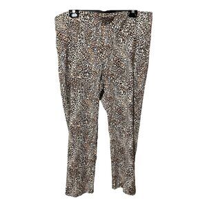 Chico's‎ Cream Brown Black Leopard Pattern Slim Cropped Pant